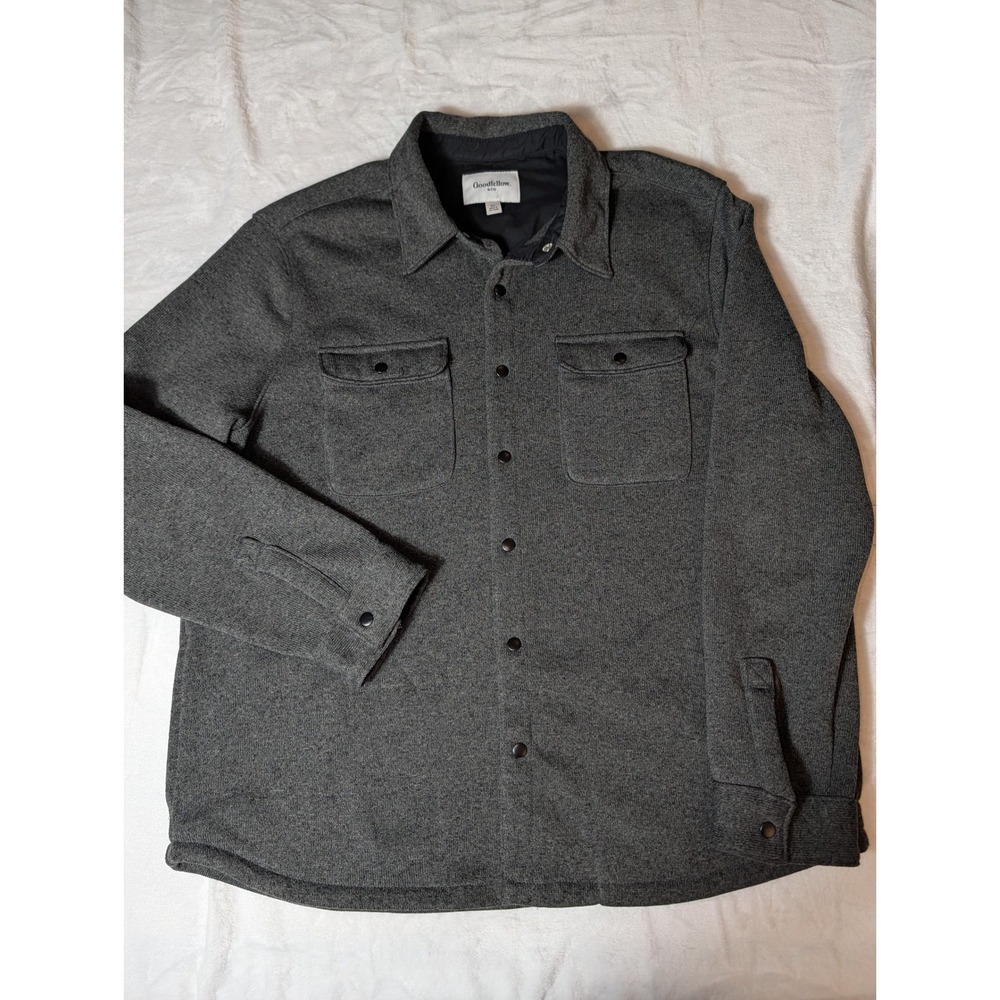 Goodfellow & Co Mens XL Charcoal Gray Knit Shirt Jacket Snap Front Shacket